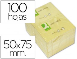 Bloc 100 notas adhesivas quita y pon Q-Connect 51x76mm. Amarillas
